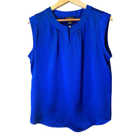 Liz Claiborne Career Tops - Liz Claiborne Career Womens Blue Sleeveless Pleated Blouse L